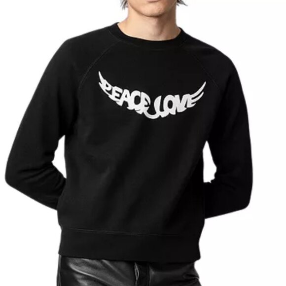 Like new Zadig & Voltaire Unisex Upper Peace Love Sweatshirt in Black Size Large - Picture 9 of 13
